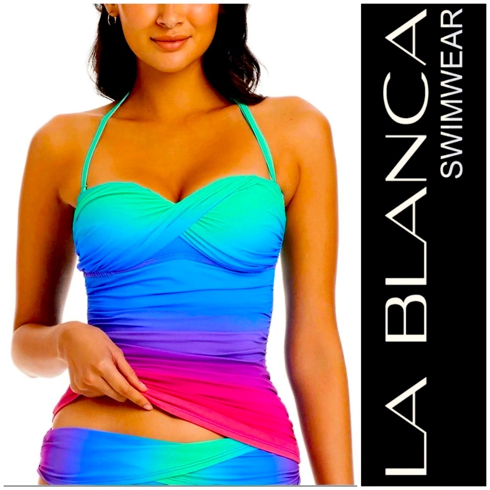 New Bleu by Rod Beattie Heat Of The Moment Twist Bandeau Tankini Swim Top 14